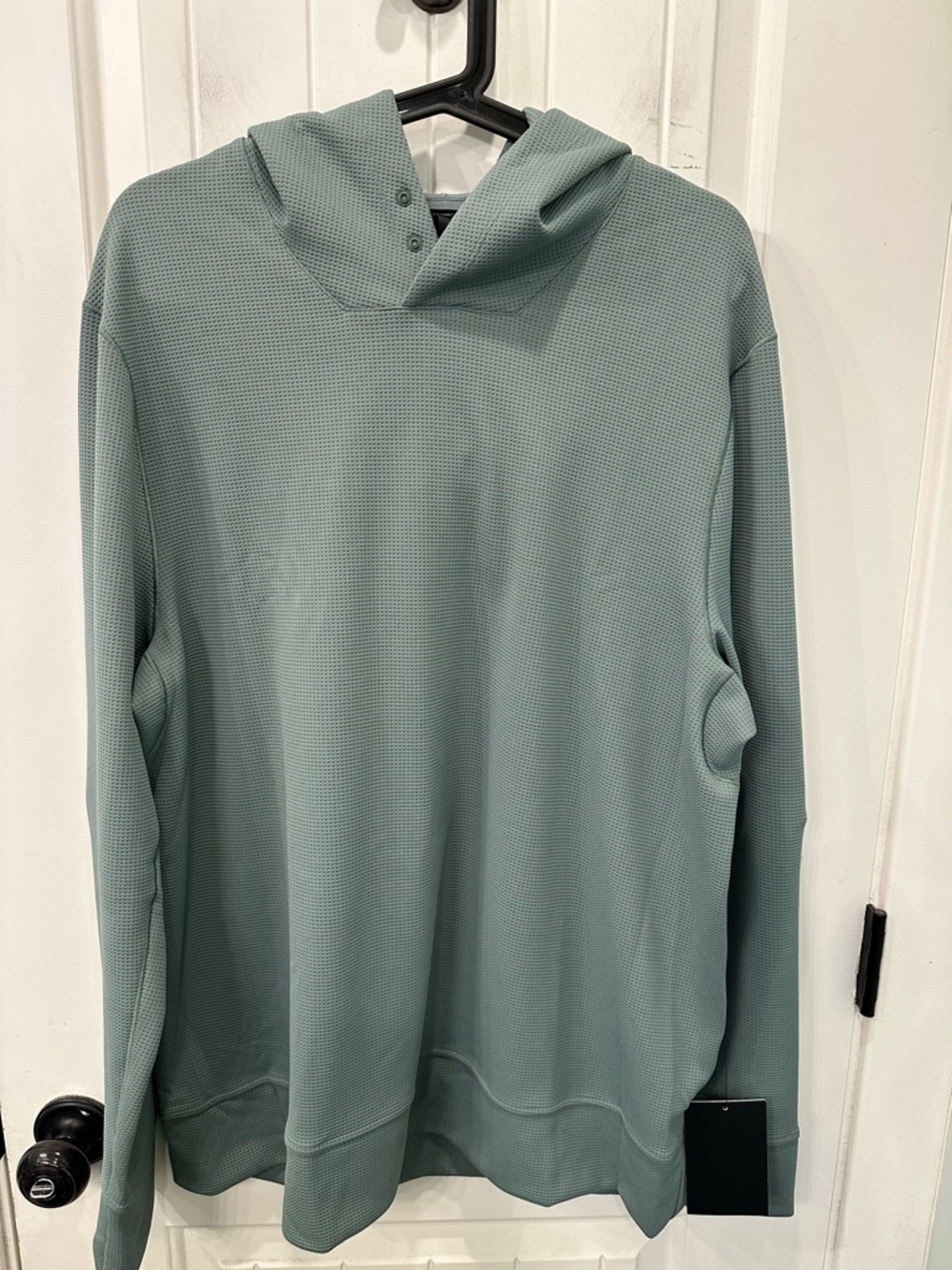 Lululemon Shift Stitch Classic-Fit Hoodie Large L Green Waffle Knit Snap Collar